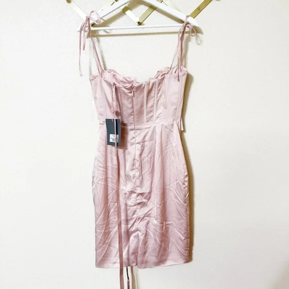 NWT House Of CB Alma Blush Pink Satin Corset Bustier Cups Midi Dress size medium - Picture 5 of 7